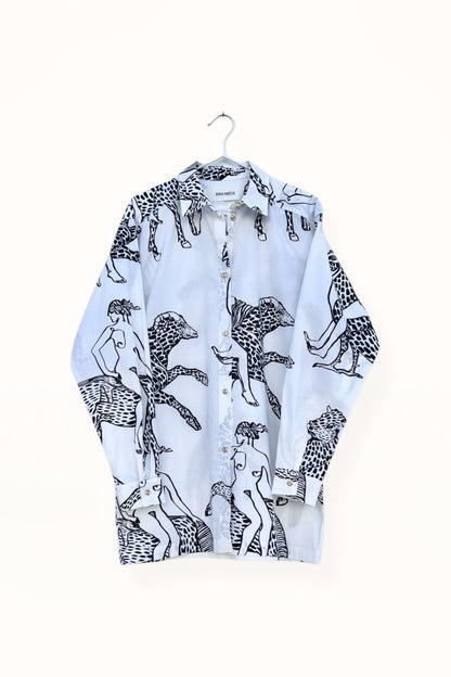 Special Pre-Order |  BUTTON DOWN SHIRT  |  “MYTHOLOGY PRINT” - BLACK & WHITE