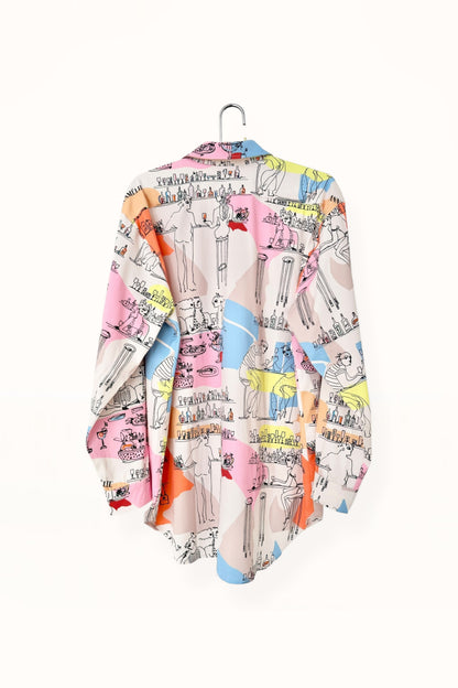 Special Pre-Order |  BUTTON DOWN SHIRT  |  “BAR SCENES PRINT” - MULTICOLOR POP