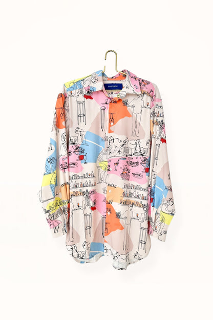 Special Pre-Order |  BUTTON DOWN SHIRT  |  “BAR SCENES PRINT” - MULTICOLOR POP