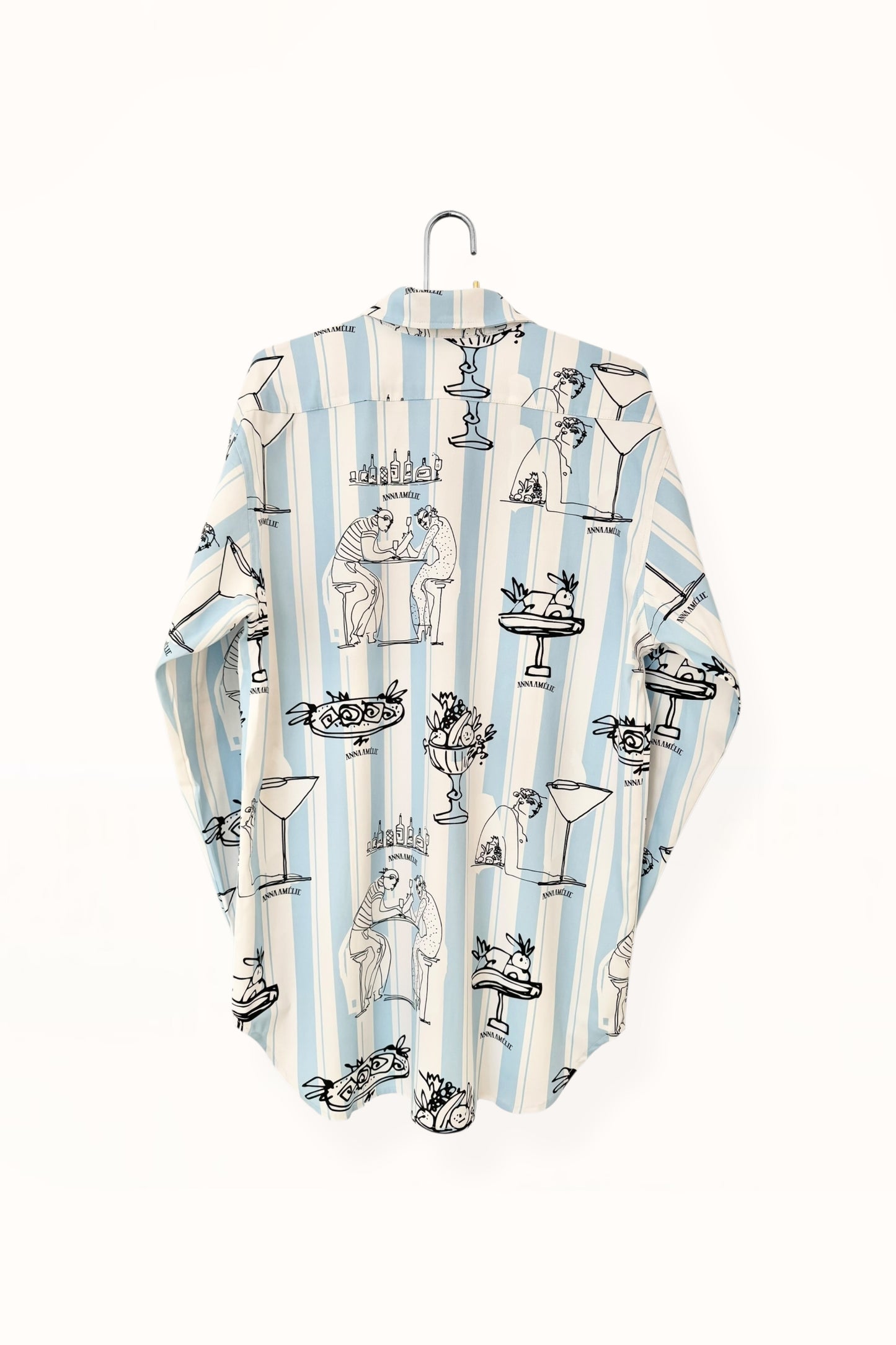 Special Pre-Order |  BUTTON DOWN SHIRT  |  “FEAST PRINT” - PALE BLUE & WHITE STRIPED