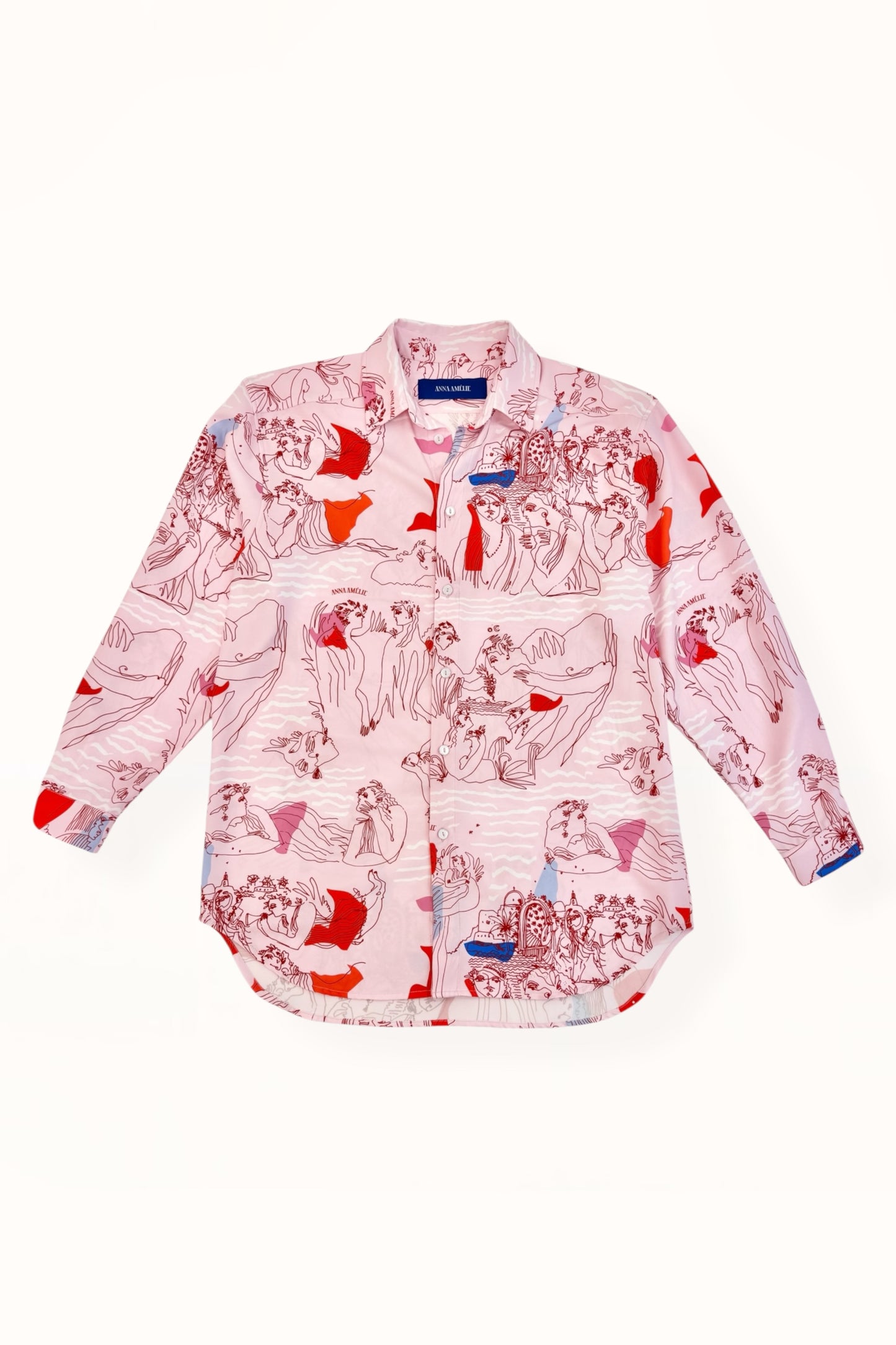 Special Pre-Order |  BUTTON DOWN SHIRT  |  “AEGEAN SEA PRINT” | PINK