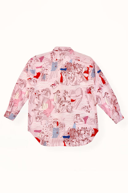 Special Pre-Order |  BUTTON DOWN SHIRT  |  “AEGEAN SEA PRINT” | PINK