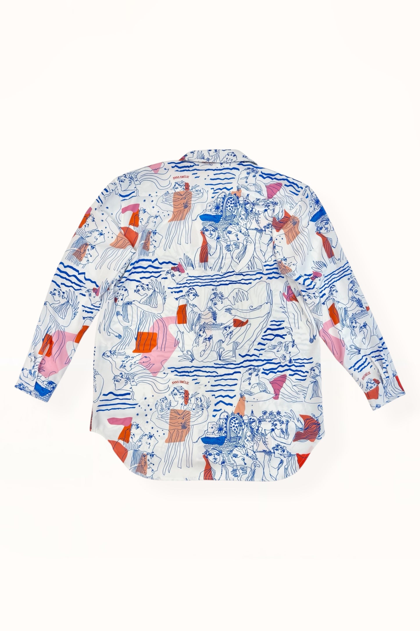 Special Pre-Order |  BUTTON DOWN SHIRT  |  “AEGEAN SEA PRINT” | WHITE