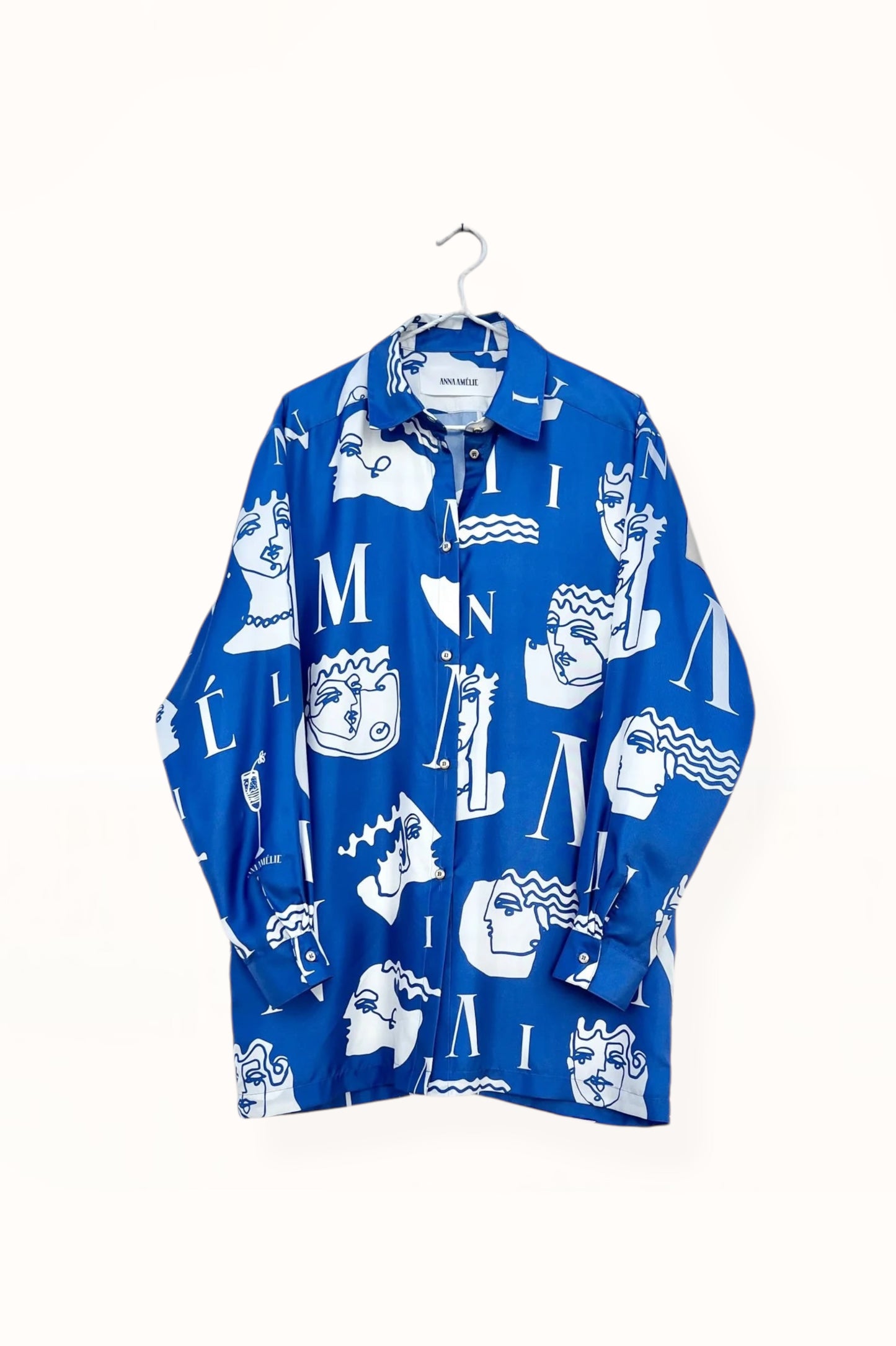 Special Pre-Order |  BUTTON DOWN SHIRT  |  “FACES LOGO PRINT” - GREEK BLUE