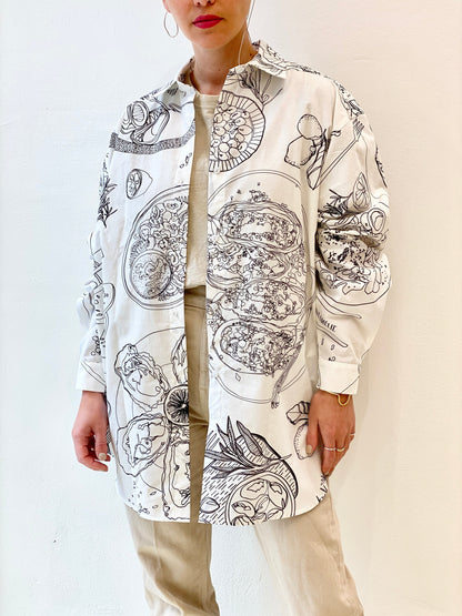 Special Pre-Order |  BUTTON DOWN SHIRT  |  “TAVERN PRINT” - WHITE