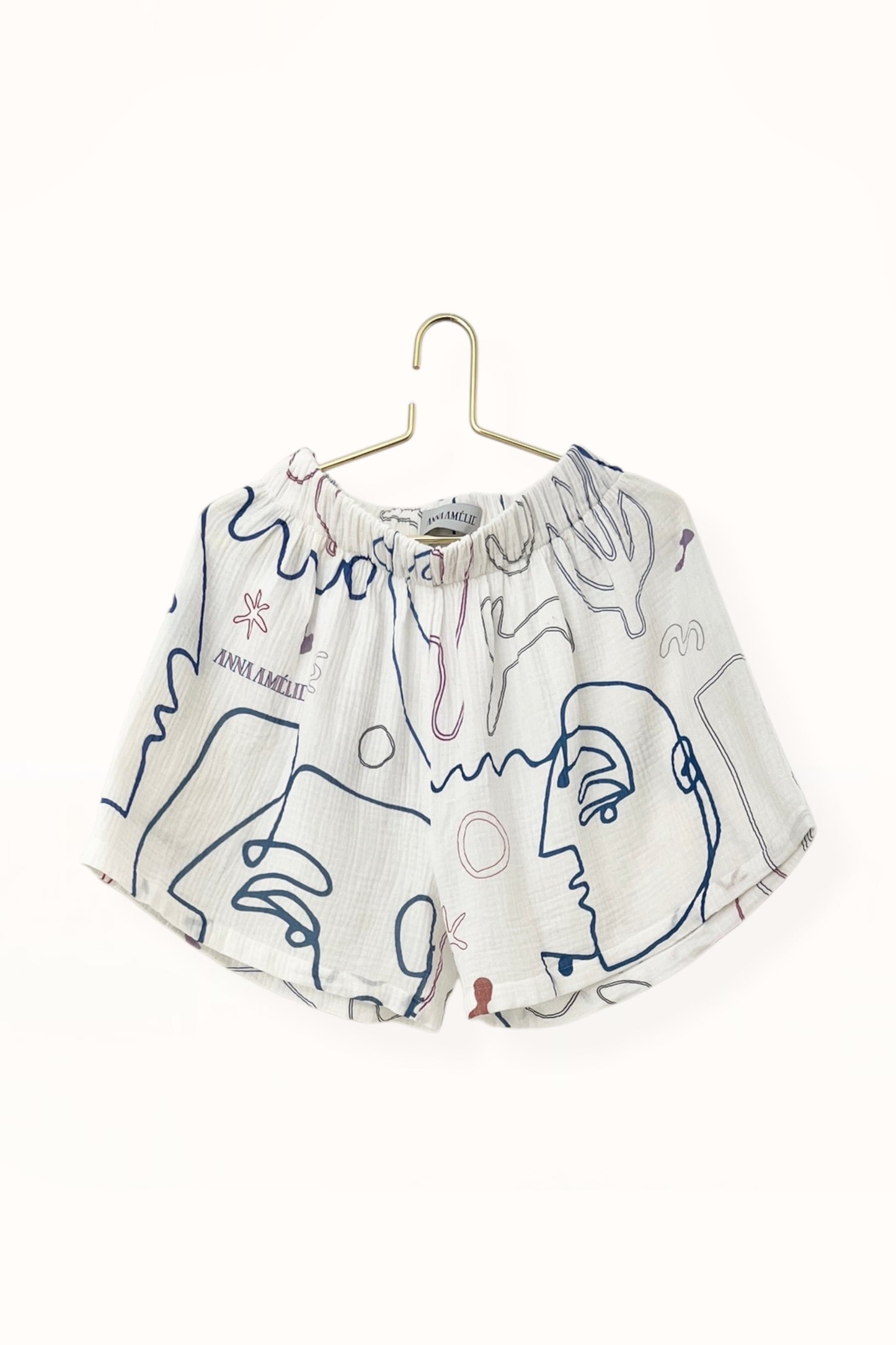 Special Pre-Order |  FLOWY SHORTS | “FACES PRINT” - WHITE