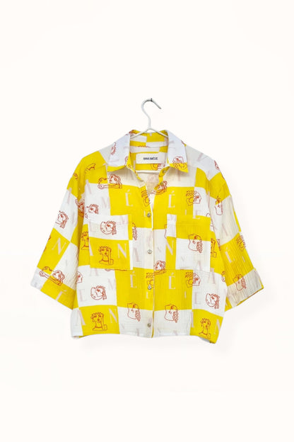 Special Pre-Order | SHORT SLEEVE SHIRT  |  “CHECK LOGO PRINT” - YELLOW