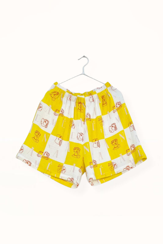 Special Pre-Order |  FLOWY SHORTS | “CHECK LOGO PRINT” - YELLOW