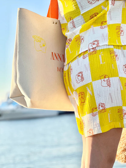 Special Pre-Order |  FLOWY SHORTS | “CHECK LOGO PRINT” - YELLOW