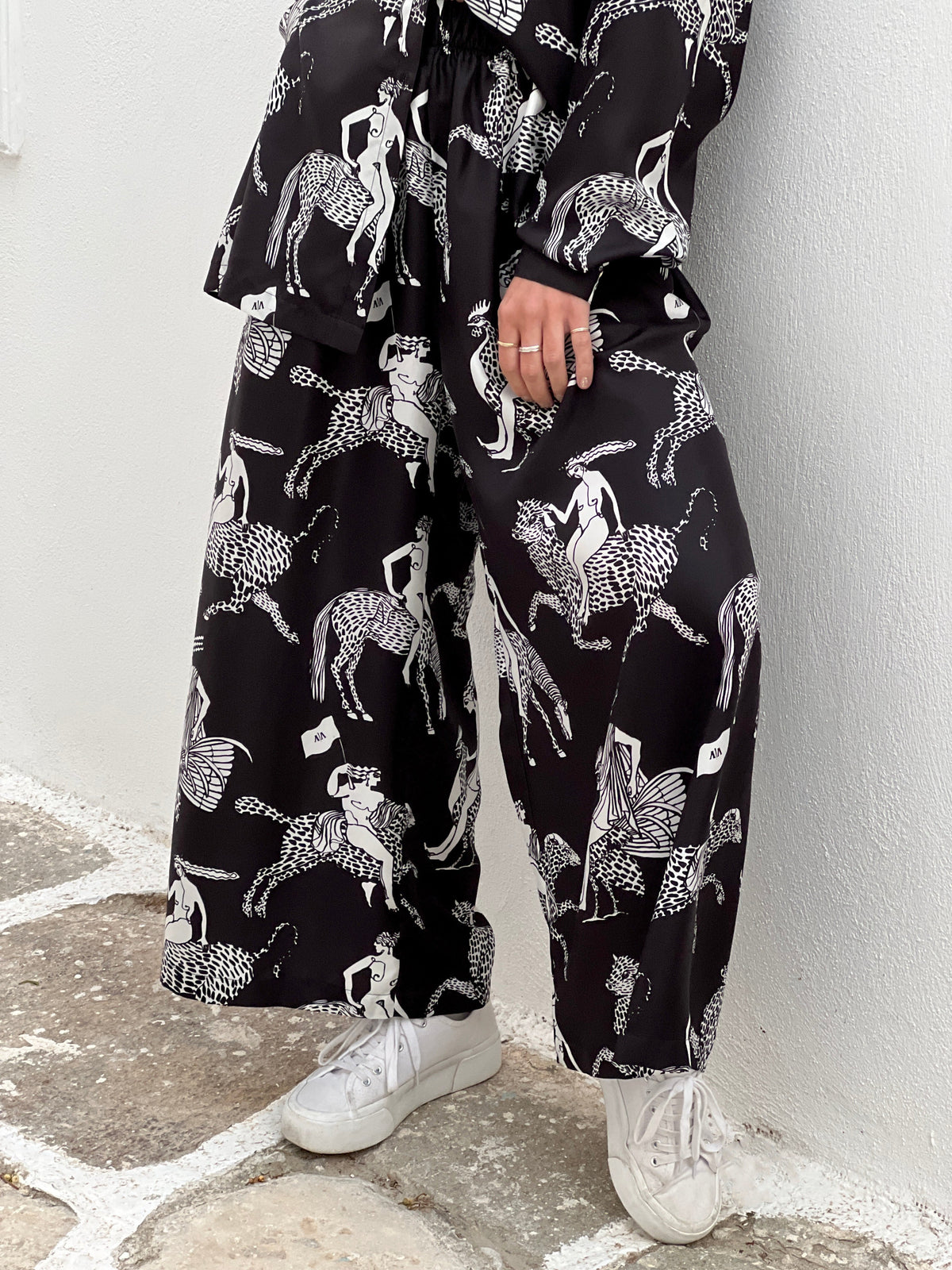 Sample Sale - ORMOS PANTS - MYTHOLOGY PRINT | BLACK