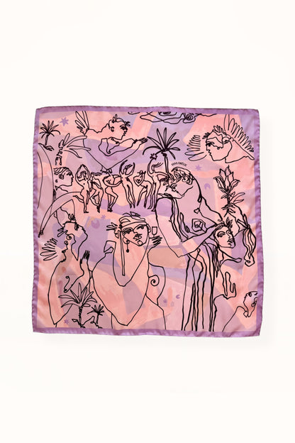 SILK SQUARE SCARF - “EDEN PRINT” | LILAC