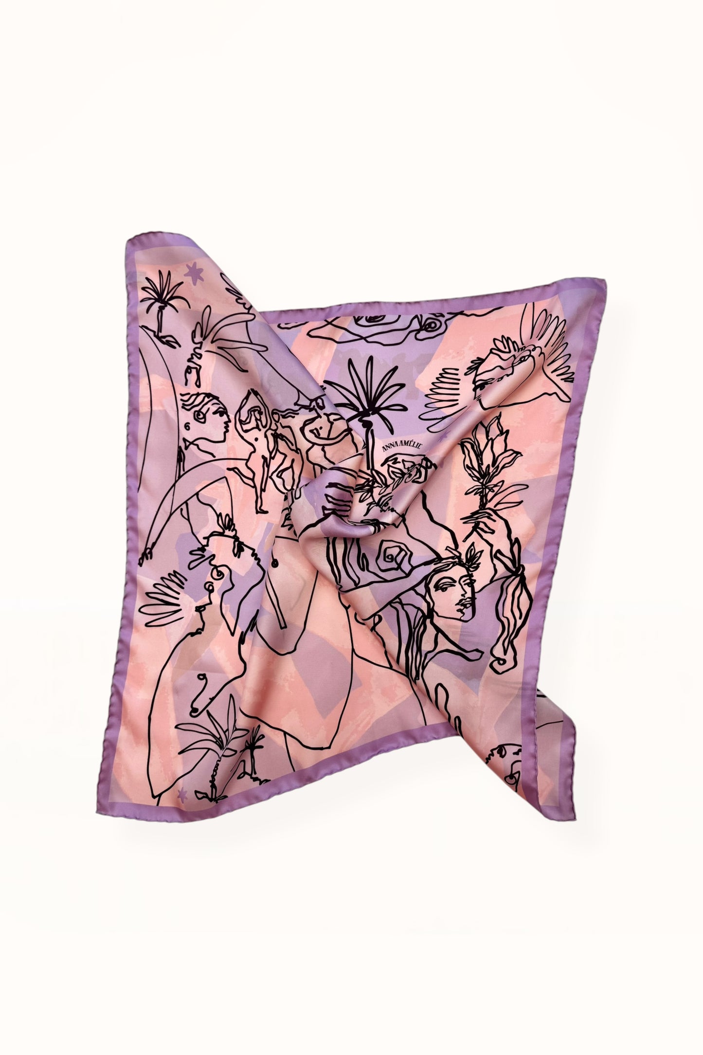 SILK SQUARE SCARF - “EDEN PRINT” | LILAC