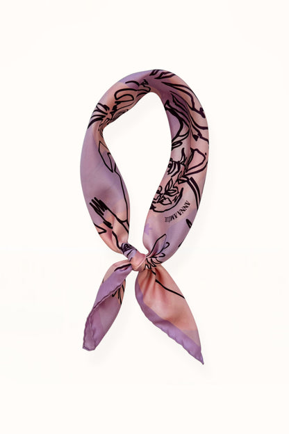 SILK SQUARE SCARF - “EDEN PRINT” | LILAC