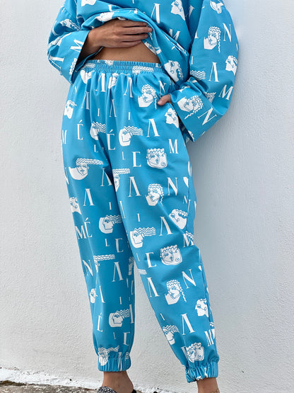 ATHENS JOGGER - LOGO HEADS PRINT | LIGHT BLUE