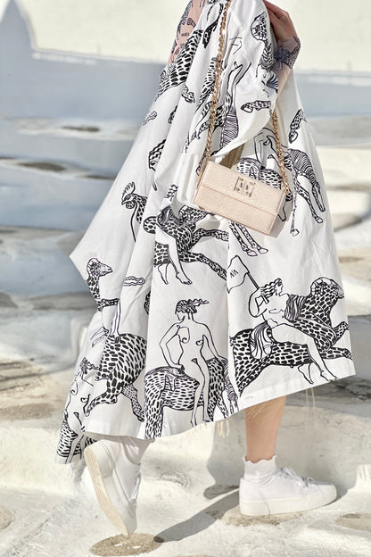 Special Pre-Order |  CAFTAN - MYTHOLOGY PRINT | BLACK & WHITE