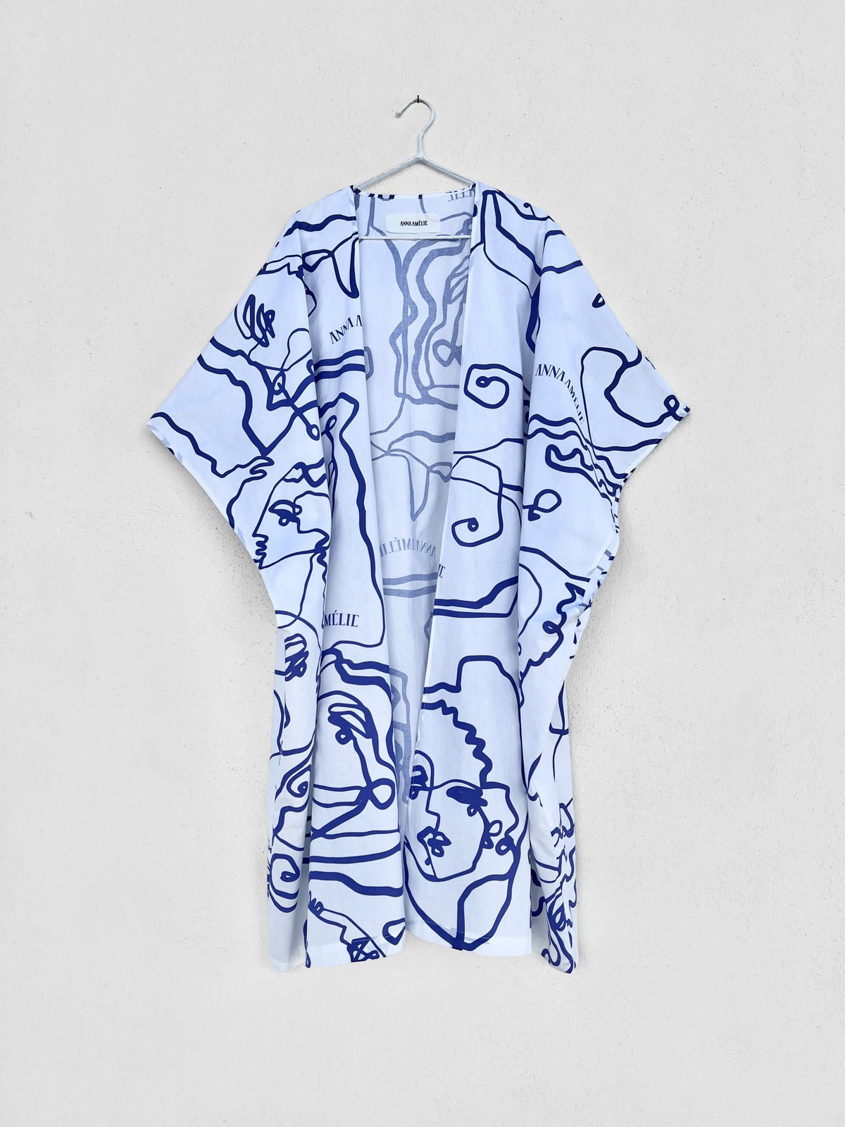 Sample Sale - HYDRA COTTON CAFTAN - LINES PRINT | BLUE & WHITE