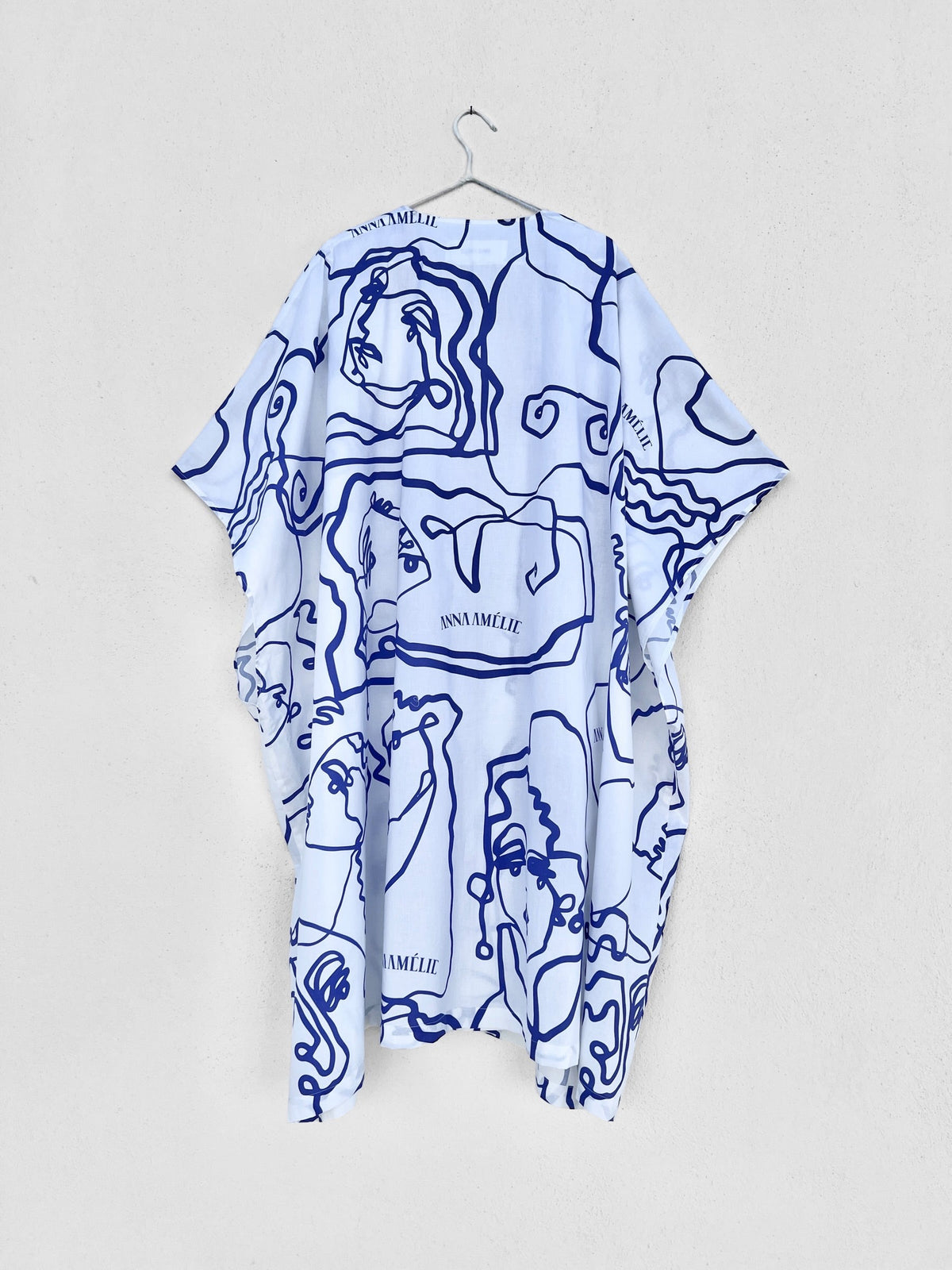 Sample Sale - HYDRA COTTON CAFTAN - LINES PRINT | BLUE & WHITE