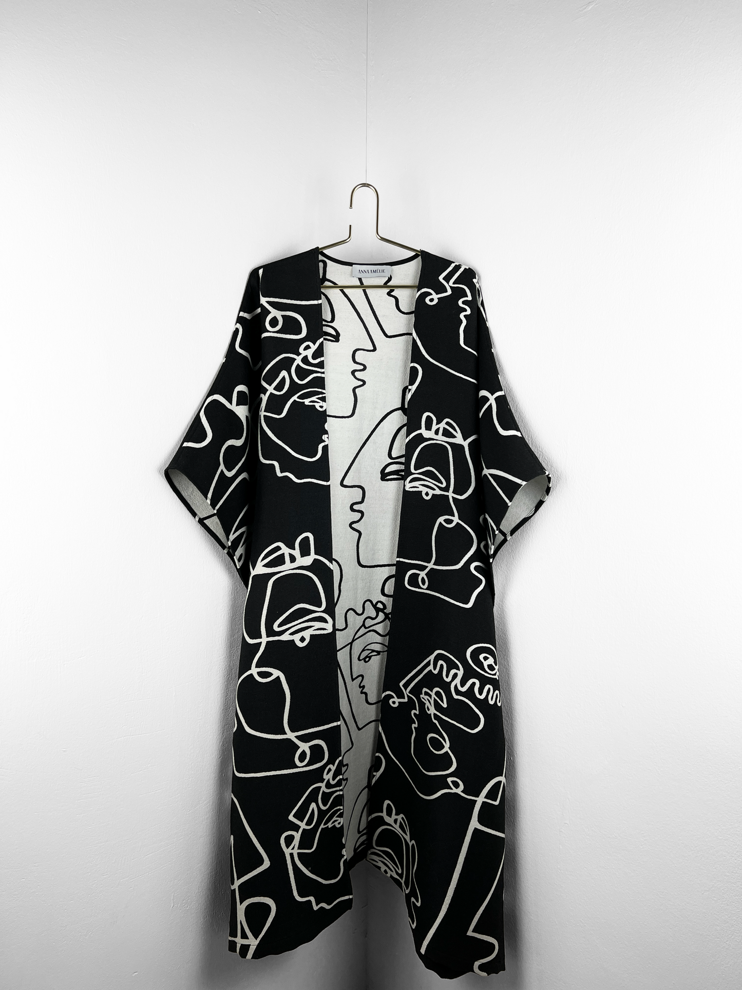 GIONA WOOL CAFTAN - BLACK & WHITE JACQUARD