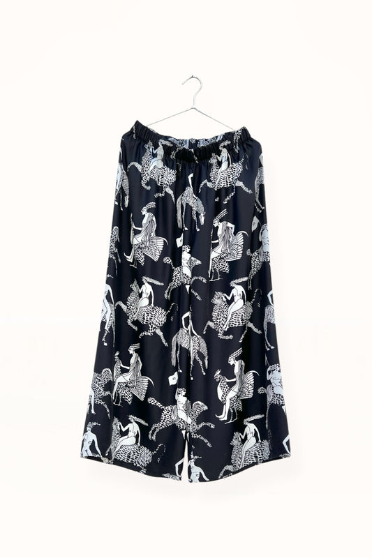 Special Pre-Order |  ELASTICATED WAIST PANTS  | “MYTHOLOGY PRINT” - BLACK
