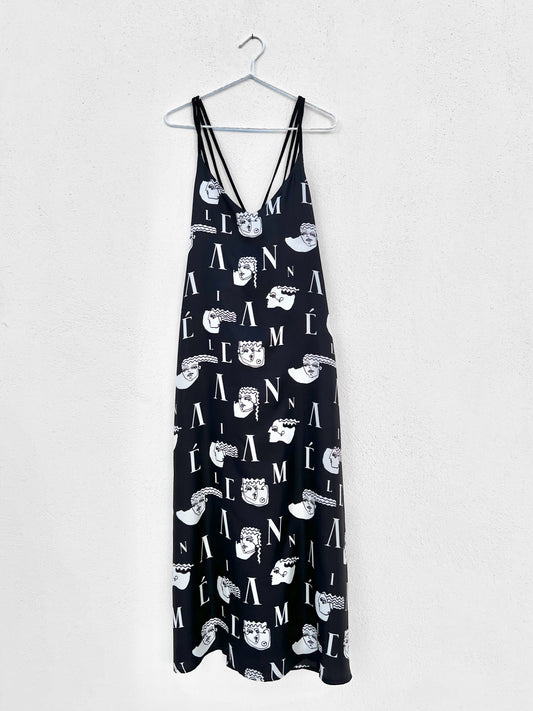 Sample Sale - AFRODITI DRESS - LOGO HEADS PRINT | BLACK