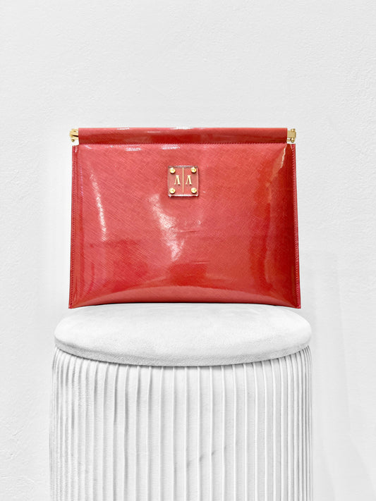 Sample Sale - MARLENE CLUTCH  |  BURNT RED TEXTURED PATENT LEATHER