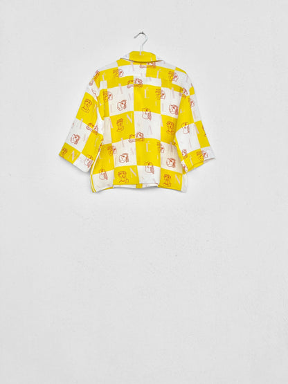 Sample Sale - YDROUSA GAUZE SHIRT - CHECK LOGO PRINT | YELLOW