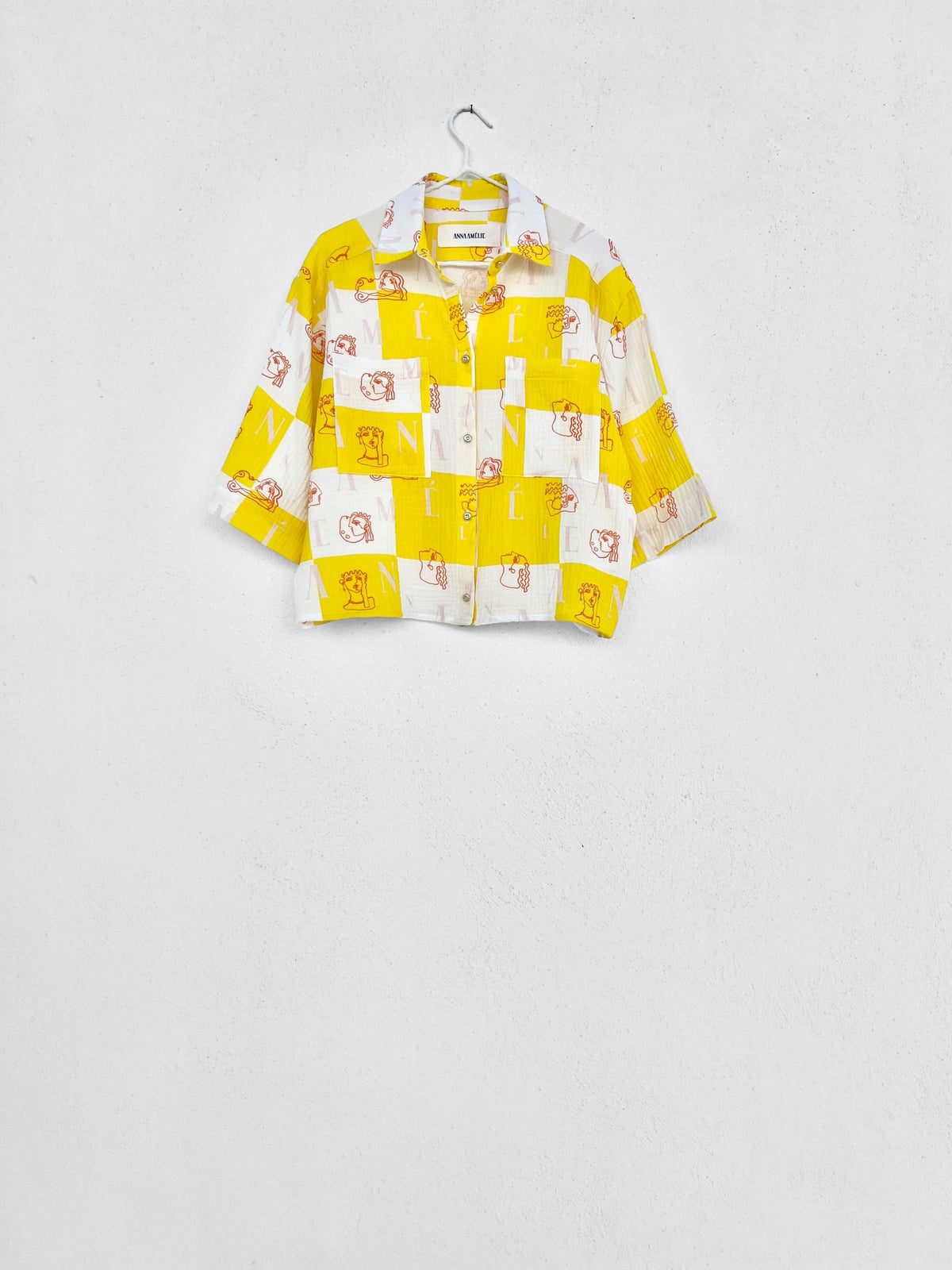 Sample Sale - YDROUSA GAUZE SHIRT - CHECK LOGO PRINT | YELLOW