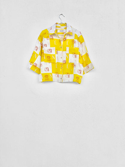Sample Sale - YDROUSA GAUZE SHIRT - CHECK LOGO PRINT | YELLOW
