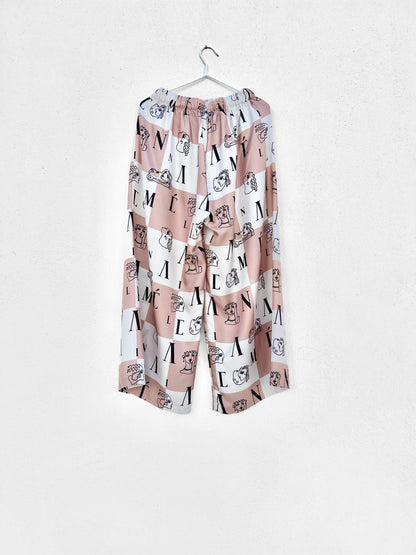 Sample Sale - ORMOS PANTS - CHECK LOGO PRINT | BEIGE