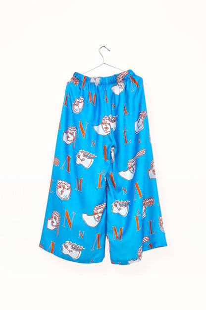 Special Pre-Order |  ELASTICATED WAIST PANTS  | “HEADS LOGO PRINT” - BLUE & ORANGE