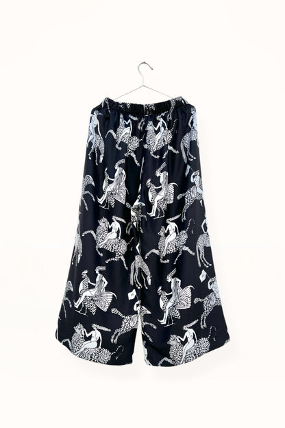 Special Pre-Order |  ELASTICATED WAIST PANTS  | “MYTHOLOGY PRINT” - BLACK