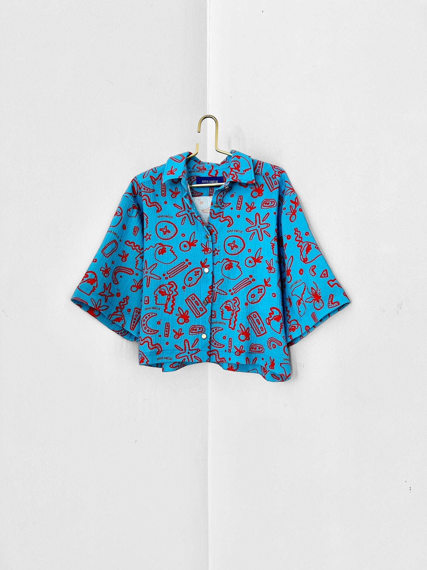 YDROUSA GAUZE SHIRT - 90’S SUMMER PRINT | BLUE & ORANGE