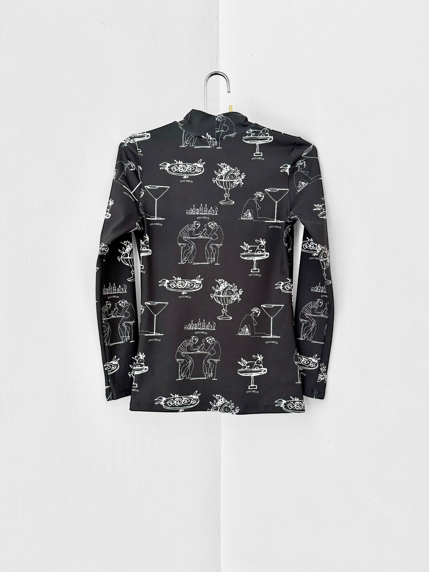 ACTIVEWEAR LONGSLEEVE TOP  - FEAST PRINT | BLACK