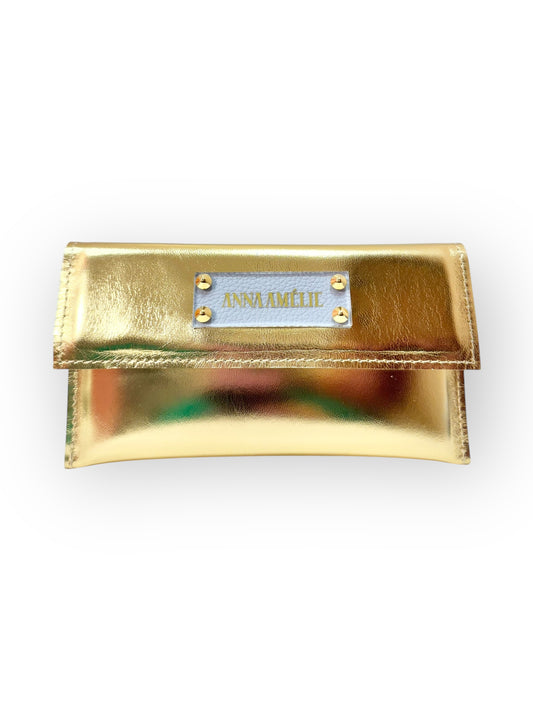 SLIM WALLET  - PASTEL COLOR-BLOCK | METALLIC GOLD