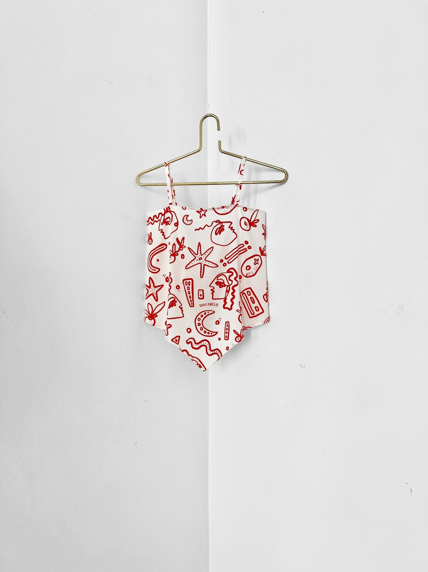 TRIANGLE TOP - 90’S SUMMER PRINT | WHITE & ORANGE