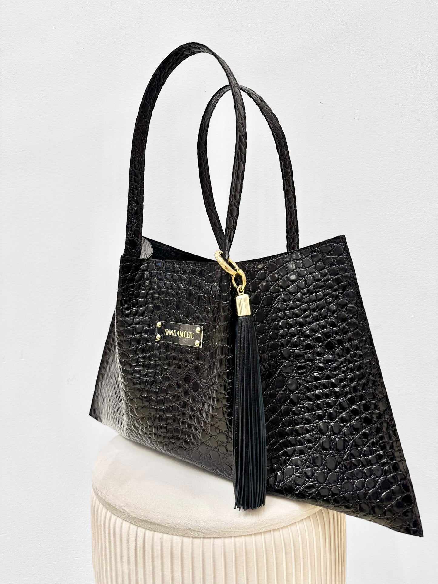 CHARLOTTE BAG - UNIQUE SPECIAL EDITION | BLACK CROC EMBOSSED