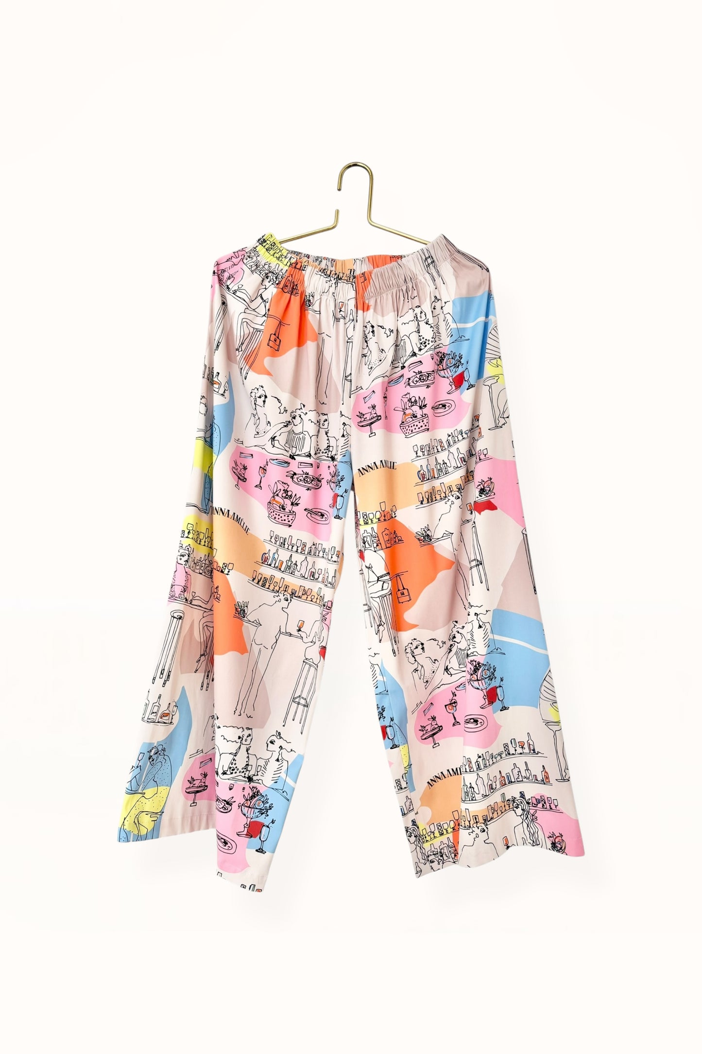 Special Pre-Order |  ELASTICATED WAIST PANTS  | “BAR SCENES PRINT” - MULTICOLOR POP