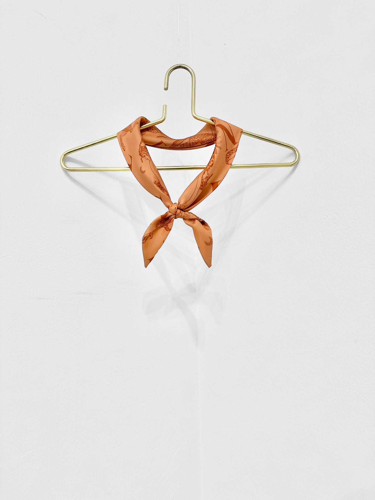 TRIANGLE SILK SCARF - MYTHOLOGY LOGO PRINT | TERRACOTTA