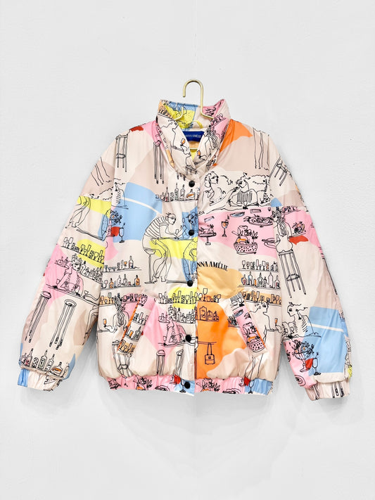 AMELIOU 2.0 PUFFER JACKET  - BAR SCENES PRINT | MULTICOLOR POP