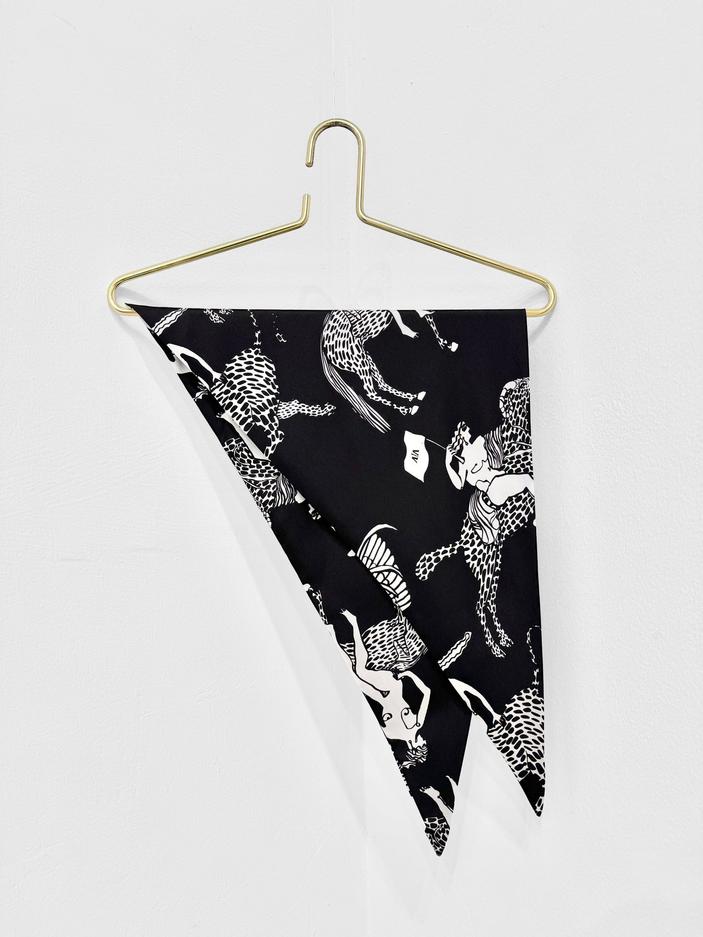 TRIANGLE SILK SCARF - MYTHOLOGY PRINT | BLACK