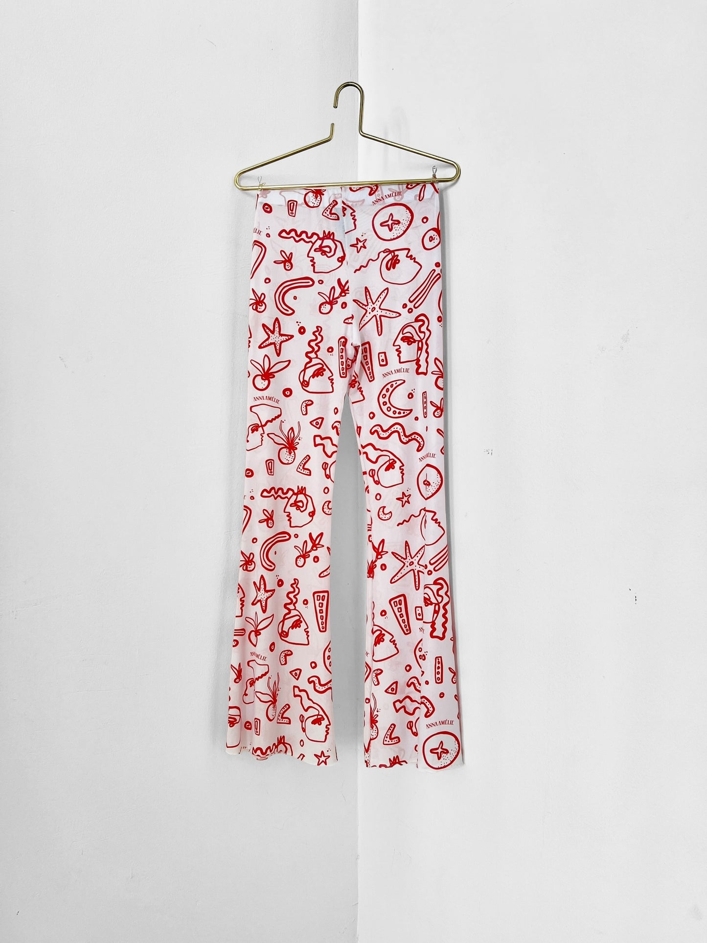 TATTOO MESH FLARE PANTS - 90’S SUMMER PRINT | WHITE & ORANGE