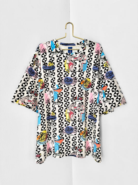 VELVET OVERSIZED T-SHIRT - FEAST PRINT | MULTICOLOR PRINT MIX