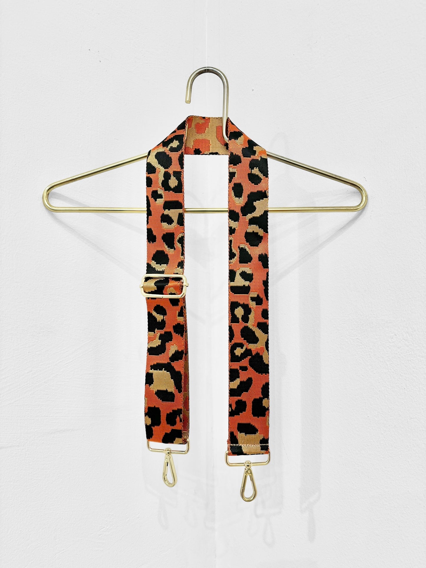 WEBBING SHOULDER STRAP | ORANGE & GOLD LEOPARD