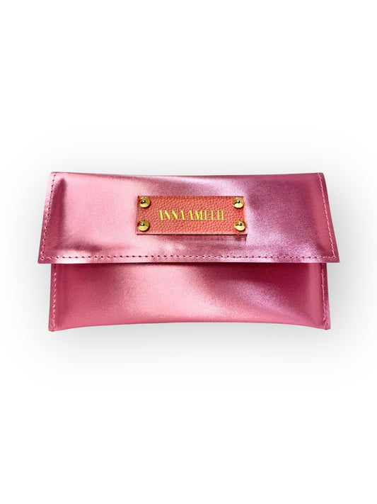 SLIM WALLET  - PASTEL COLOR-BLOCK | METALLIC PINK