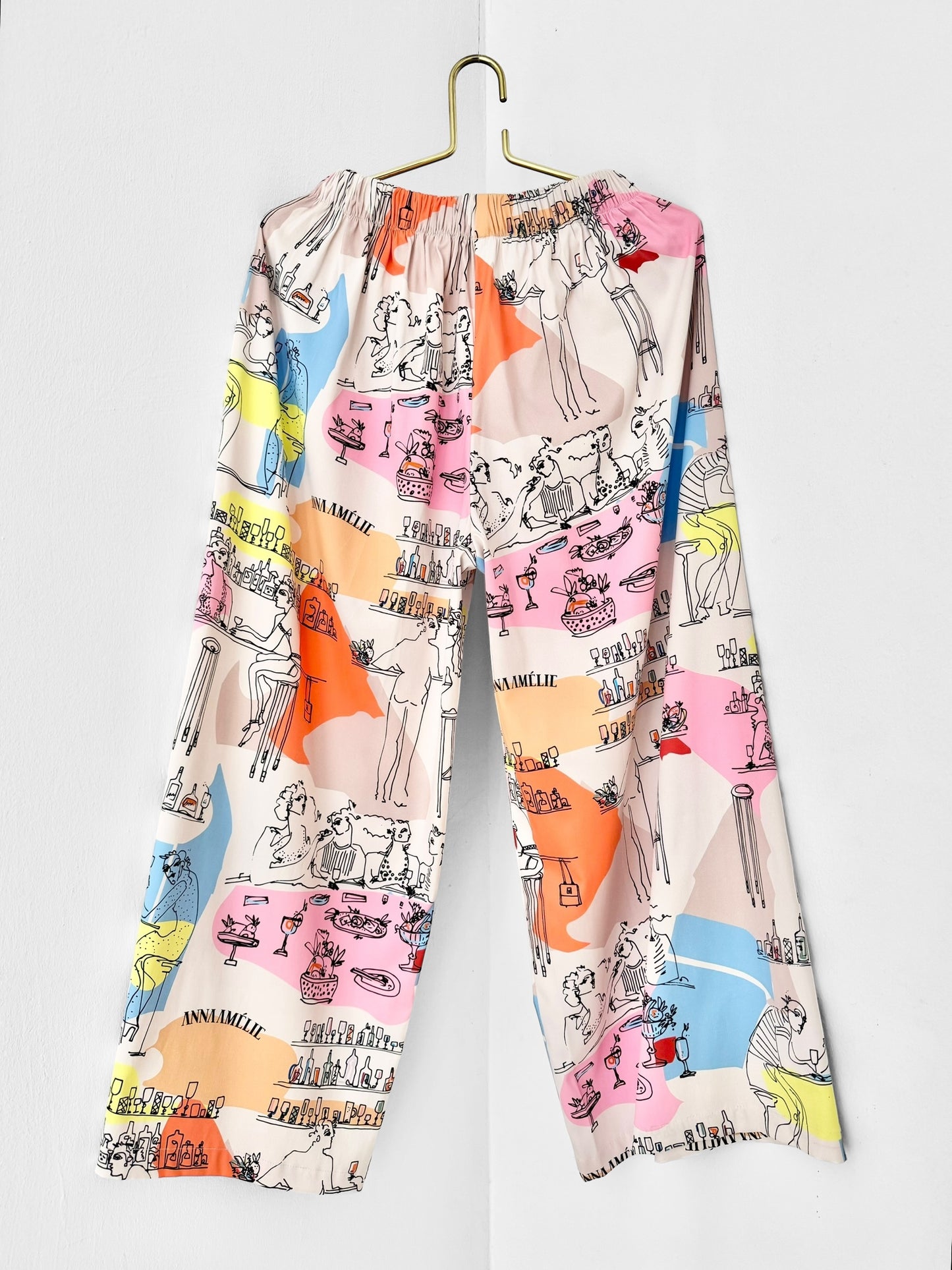 ANDROS SATIN PANTS  - BAR SCENES PRINT | MULTICOLOR POP