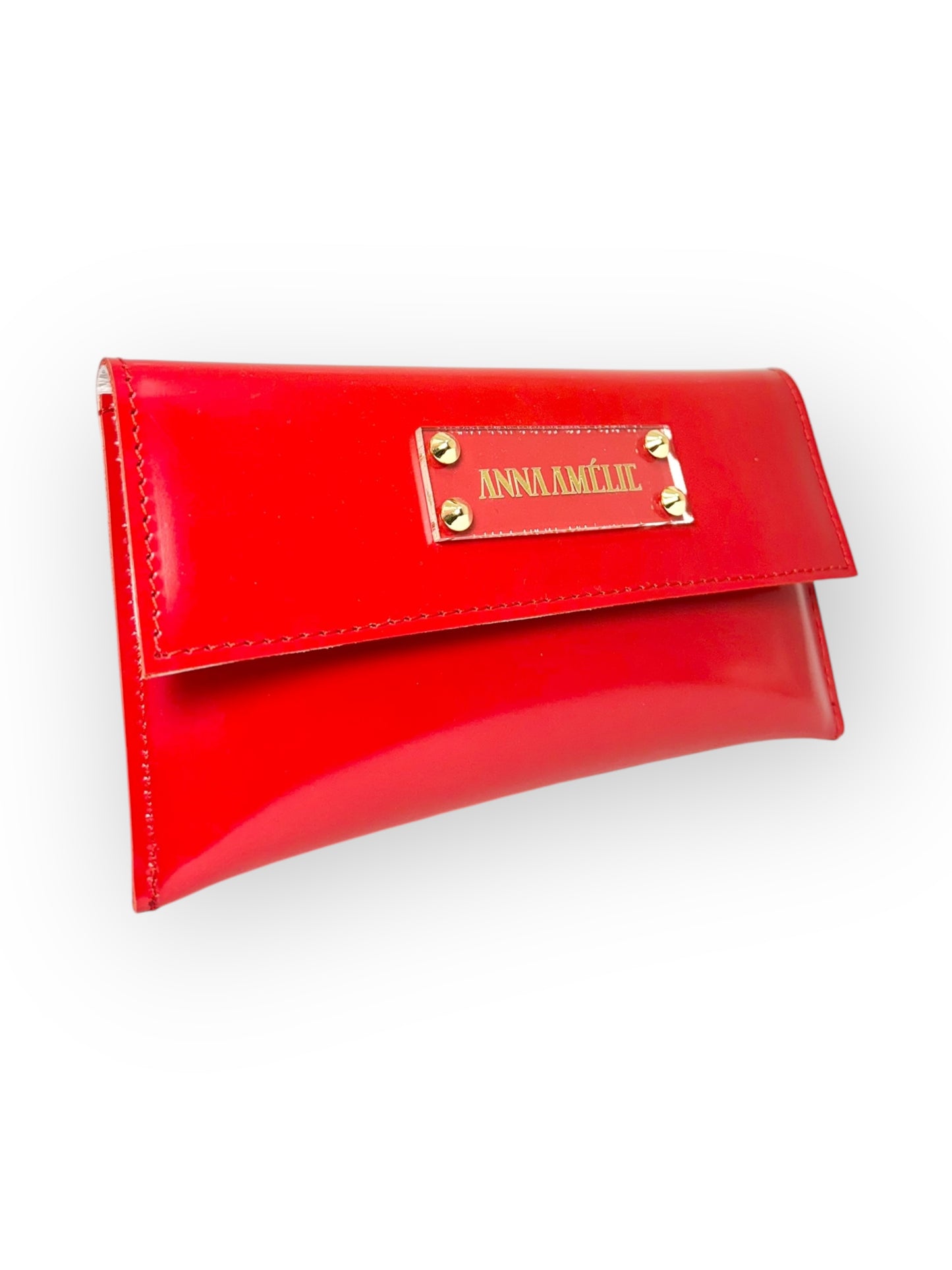 SLIM WALLET  - PASTEL COLOR-BLOCK | GLOSSY  RED