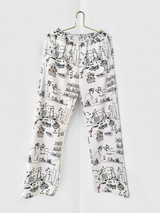 ATHENS STRAIGHT LEG JOGGER - BAR SCENES PRINT | WHITE