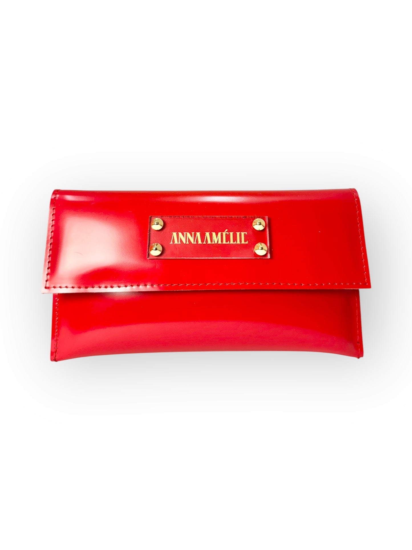 SLIM WALLET  - PASTEL COLOR-BLOCK | GLOSSY  RED