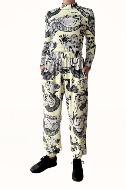 VELVET MOCK NECK TOP - "MERMAID PRINT"  | LEMON BUTTER & GREY