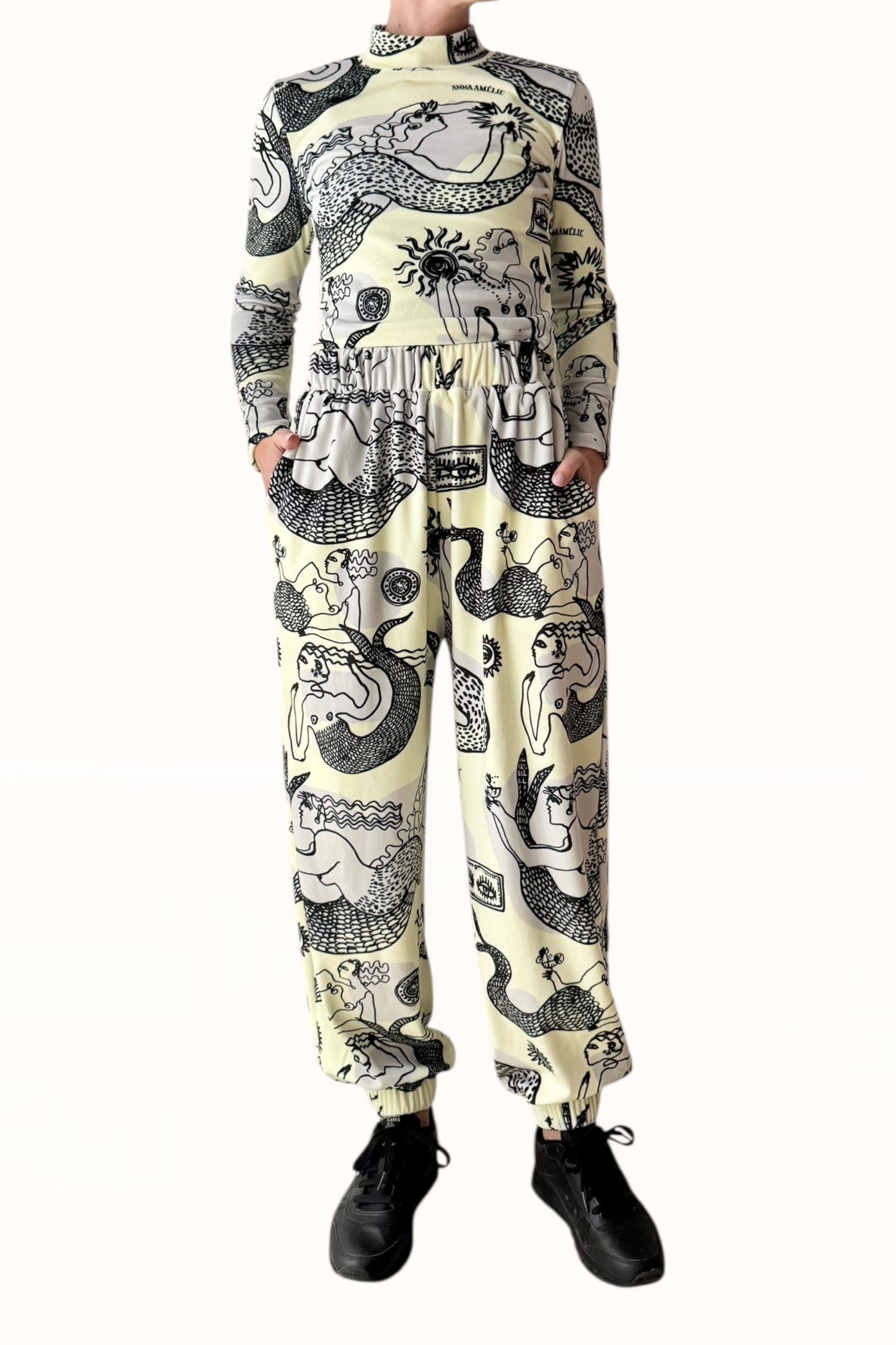 VELVET JOGGER PANTS - "MERMAID PRINT"  | LEMON BUTTER & GREY